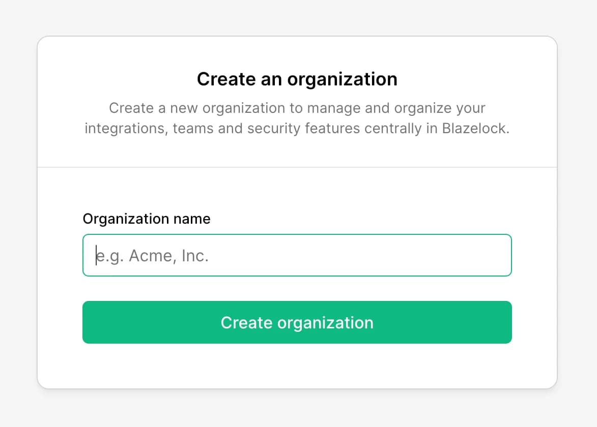 Erster Einrichtungsablauf für die Organisation nach der Registrierung