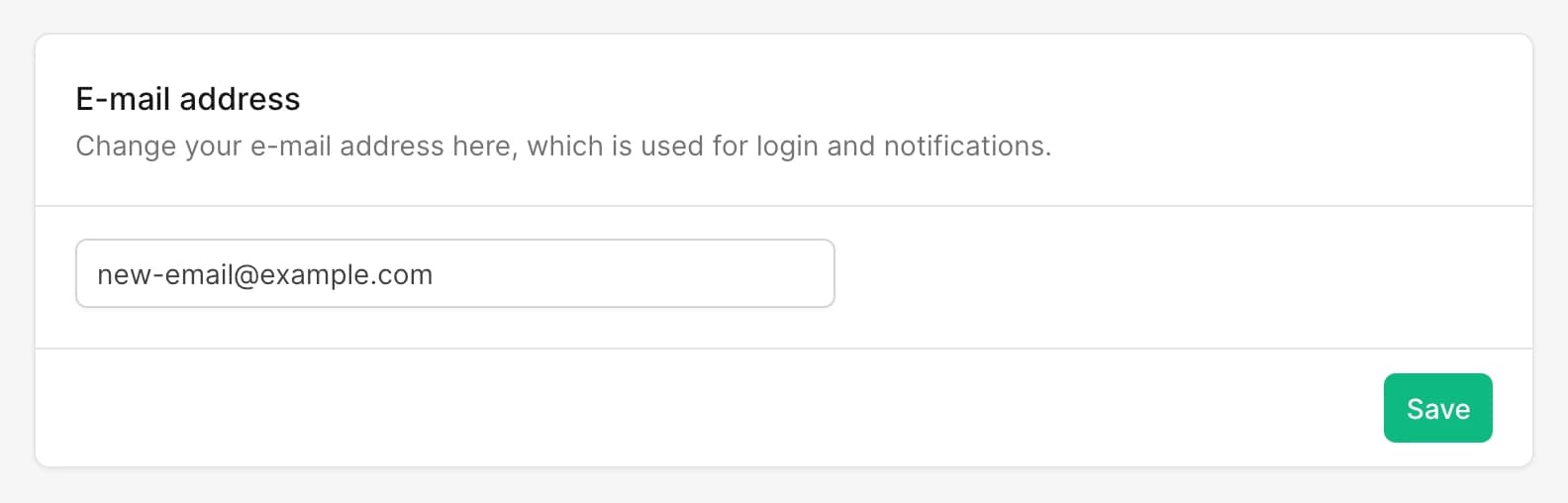 Email address form with a new address entered