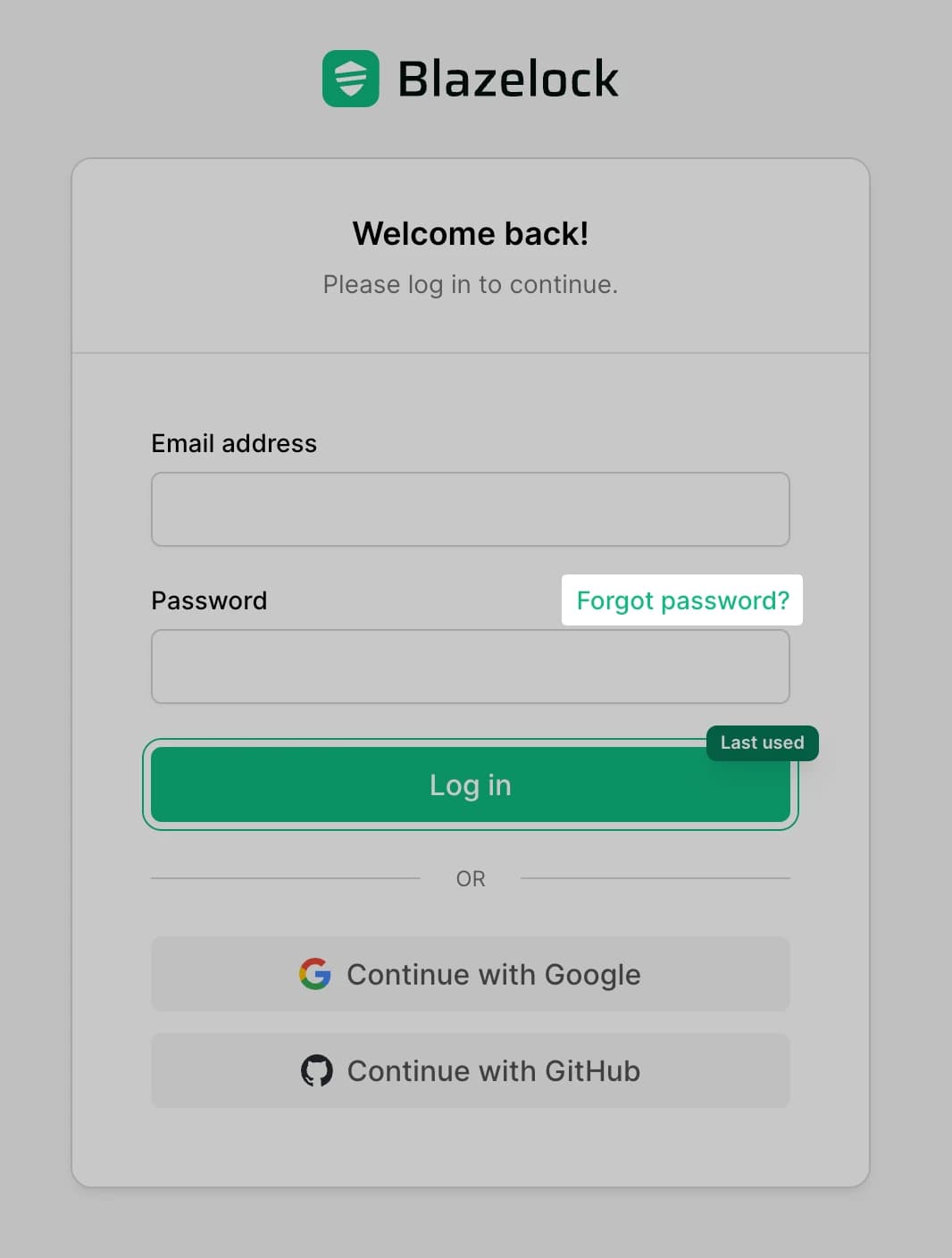 Login page with the Forgot password link